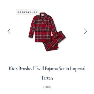 Petite Plume Tartan Kids Pajama Set Size 10